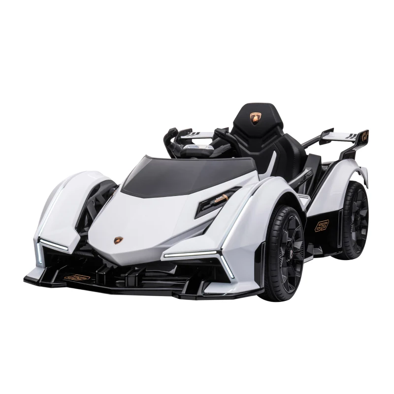 HOMCOM Macchina Elettrica per Bambini Lamborghini con Telecomando, Fari LED e Musica, Età 3+ Anni, Bianco