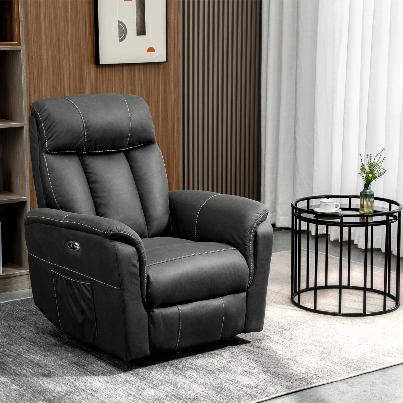 HOMCOM Fauteuil de relaxation électrique inclinable moderne avec repose-pieds et 2 poches latérales - noir