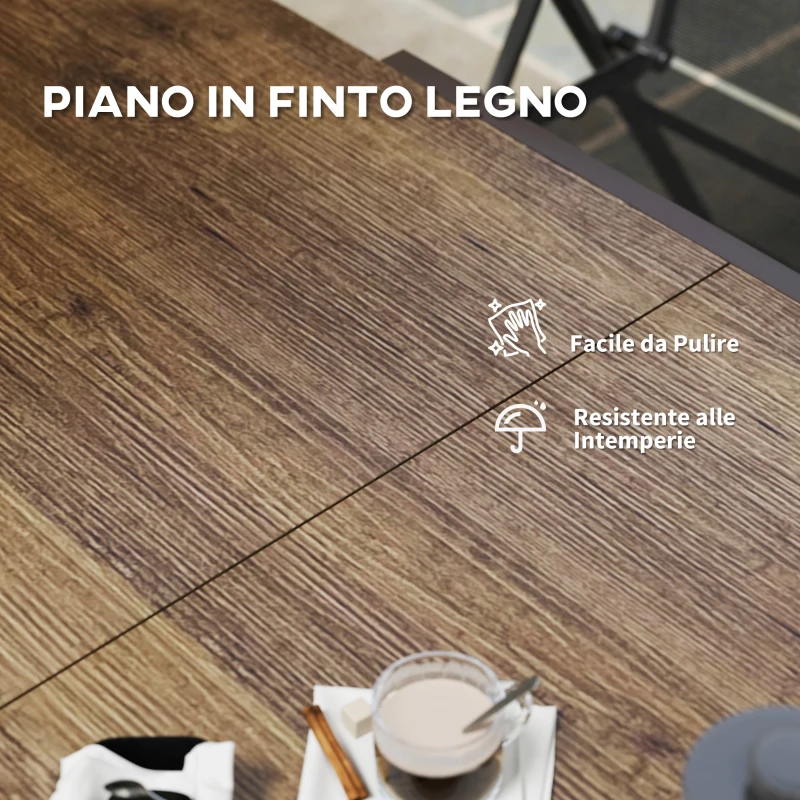 Outsunny Tavolo da Giardino Allungabile da 160-240 cm per 6-8 Persone Rettangolare in Acciaio e Alluminio, Effetto Legno