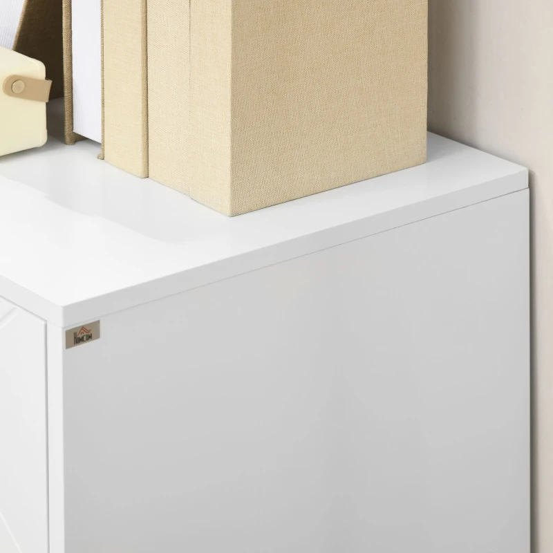 HOMCOM Storage Cabinet Slim Sideboard with Golden Hairpin Legs Adjustable Shelves for Living Room Dining Room Hallway White