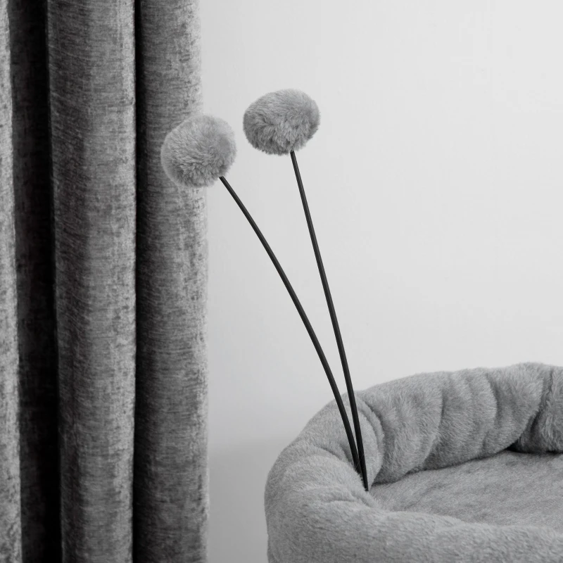 PawHut Albero Tiragraffi per Gatti con Casetta e Lettino, Pali in Sisal e Palline, 44.5x44.5x73.5cm, Grigio