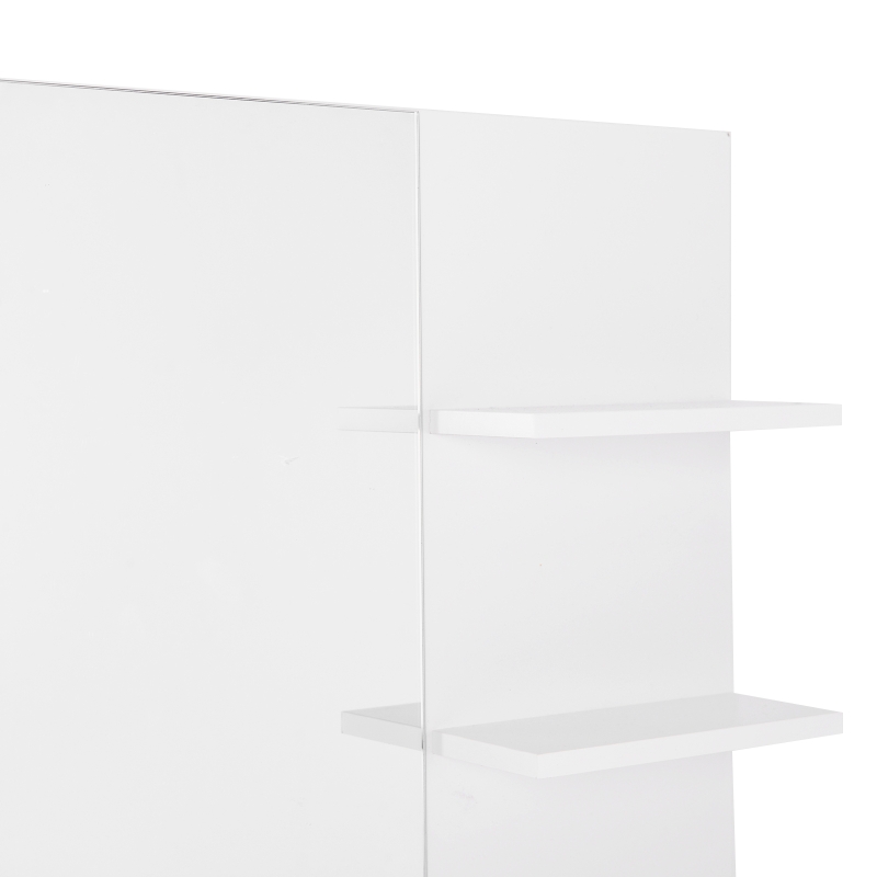 kleankin Mobiletto Pensile Bagno 60 x 10 x 48cm, con Specchio e 3 Ripiani, Armadietto a Parete in MDF Bianco