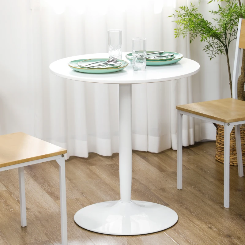 HOMCOM 75H x Φ70cm Two-Person Minimalistic Dining Table - White