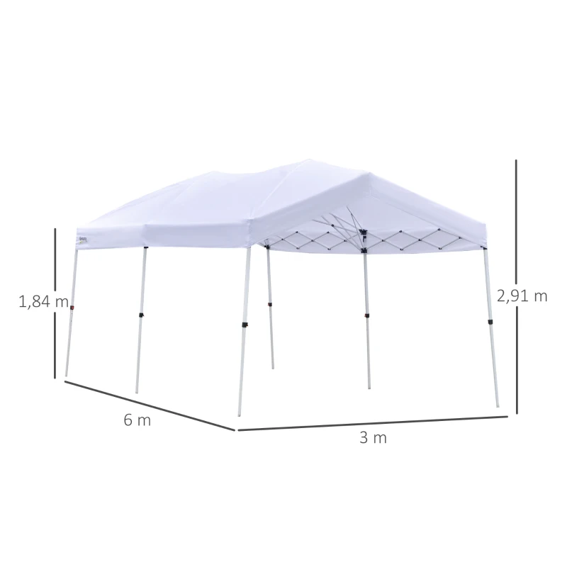 Outsunny Tonnelle barnum de jardin pop-up pliant 6L x 3l x 2,91H m hauteur réglable sac inclus acier époxy oxford haute densité 300D blanc