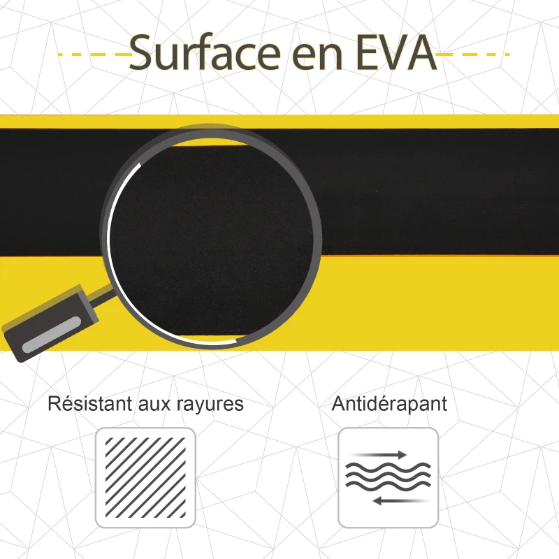 DURHAND Lot de 2 tréteaux pliables télescopiques réglable en hauteur poignée transport dim. 100L x 60l x 62-90H cm surface antidérapante métal noir jaune