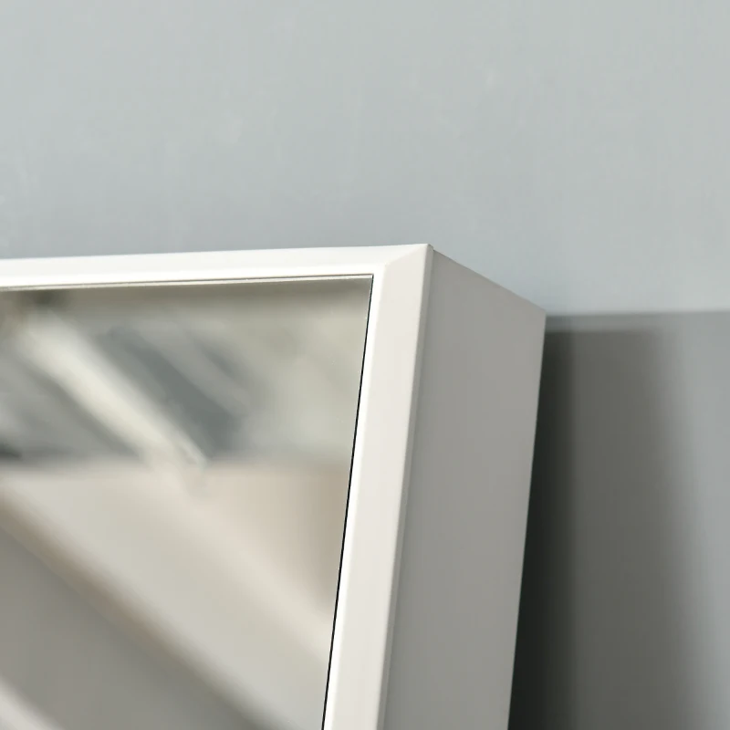 HOMCOM Armoire à Bijoux avec Miroir à Pied Multi-Rangement Inclinaison réglable Serrure dim. 46L x 36,5l x 151,5H cm en bois Blanc