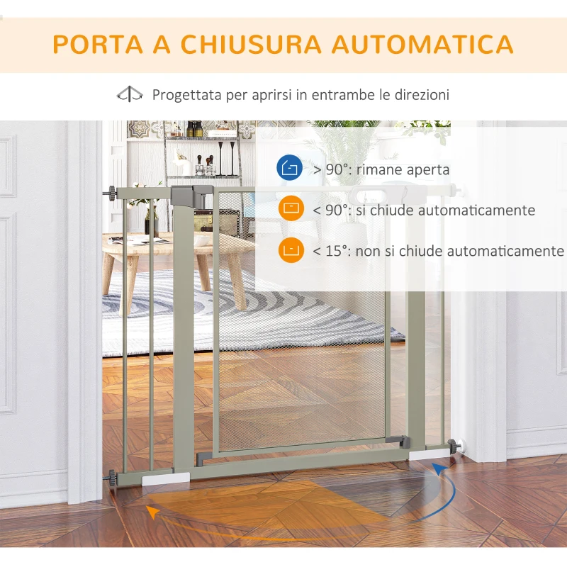 PawHut Cancellino per Cani Estensibile a Pressione con Chiusura Automatica, 75-103x76 cm, Grigio