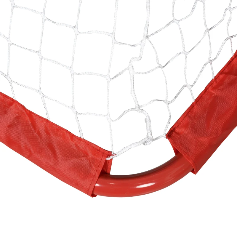 HOMCOM Set 2 Porte da Calcio Pieghevoli da Esterno con 4 Picchetti, in Acciaio e Tetrolon, 90x36x60 cm, Rosso