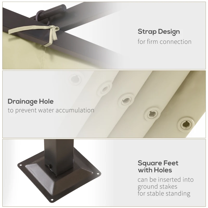 Outsunny 3.5M X 3.5M Metal Pergola Gazebo Awning Retractable Canopy Outdoor Garden Sun Shade Shelter Marquee Party BBQ, Beige