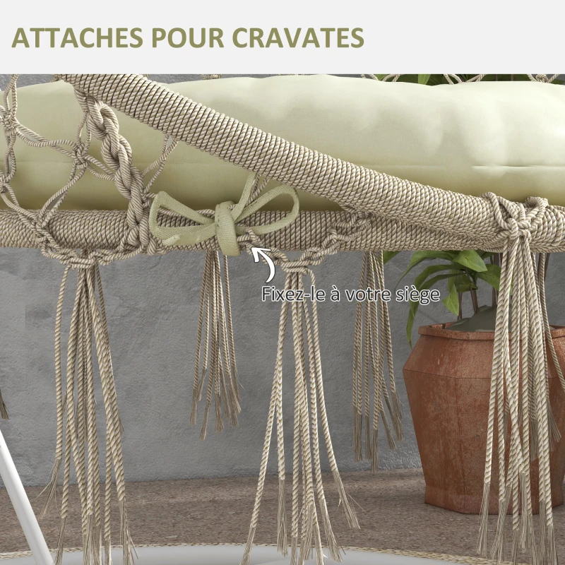 Outsunny Coussin de chaise de jardin rond pour fauteuil cocon - coussin de remplacement avec attaches - dim. Ø80 x 10H cm