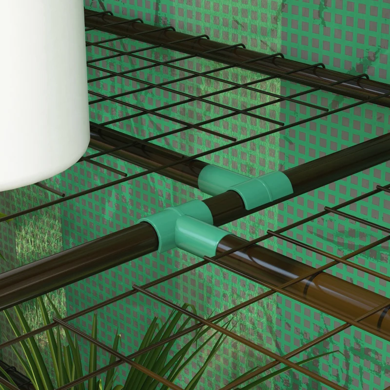 Outsunny Invernadero de Jardín de 3 Niveles con Estantes Techo Inclinado y Puertas con Cremallera 143x46x141/151 cm Verde