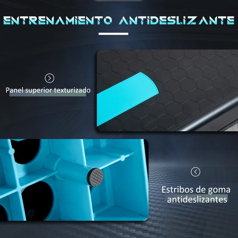 HOMCOM Plataforma Step para Deporte y Gimnasia con Altura Regulable en 10/15/20 cm Carga 150 kg 78x28x20 cm Azul y Negro