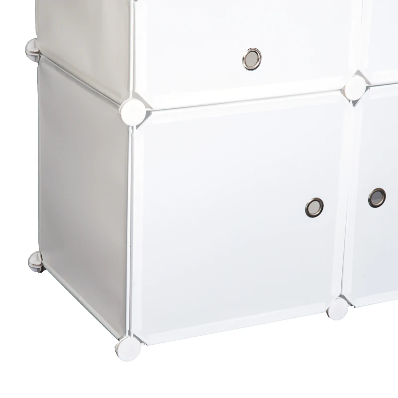 HOMCOM Armoire modulable étagère à rangement 3 Niveaux 6 cubes en Plastique + Autocollants décoratifs 75L x 37l x 73H cm Blanc