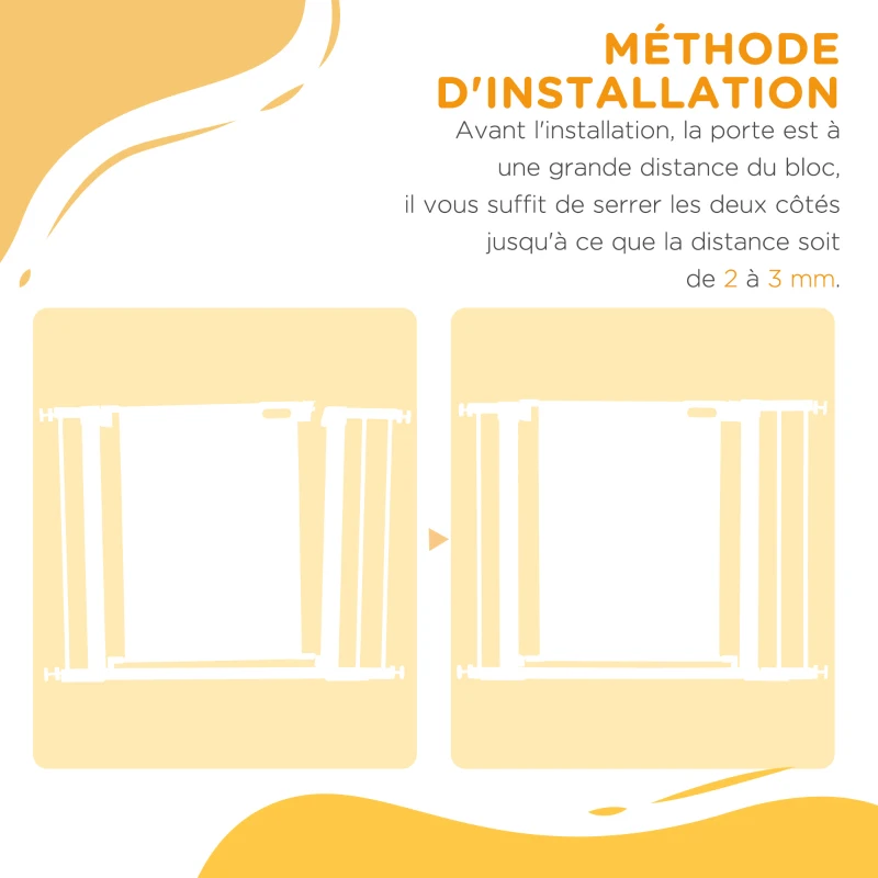 PawHut Barrière de sécurité pour animaux domestique avec fermeture automatique double verrouillage largeur 75-103 cm noir