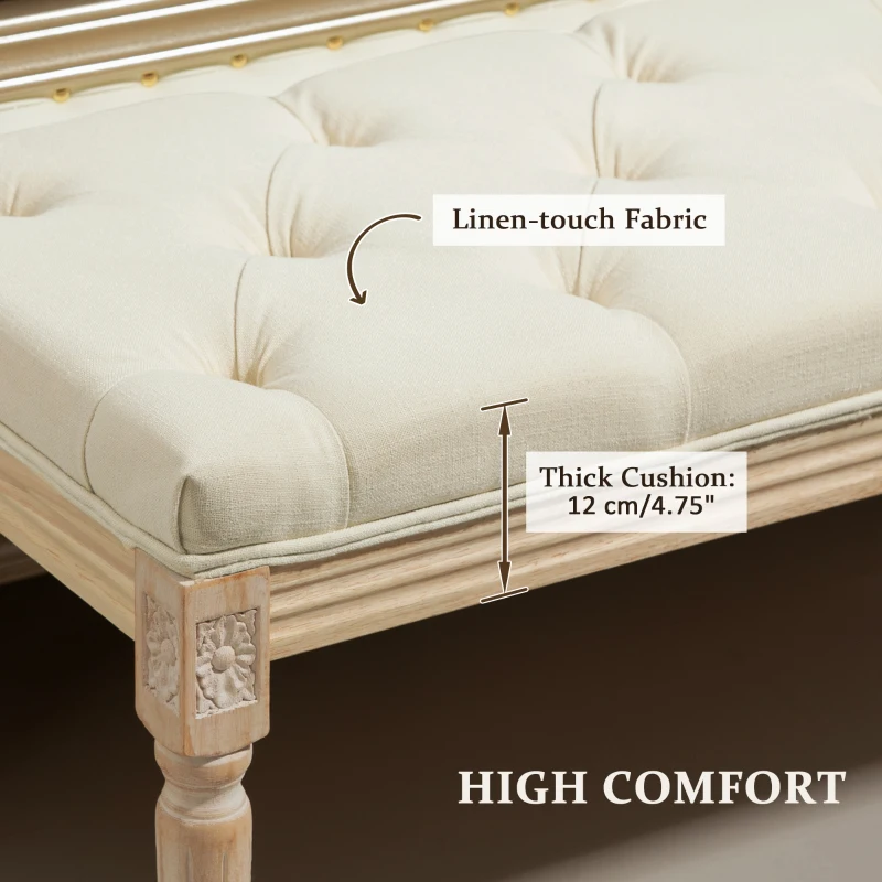 HOMCOM Vintage Wooden Bed End Bench - Cream White