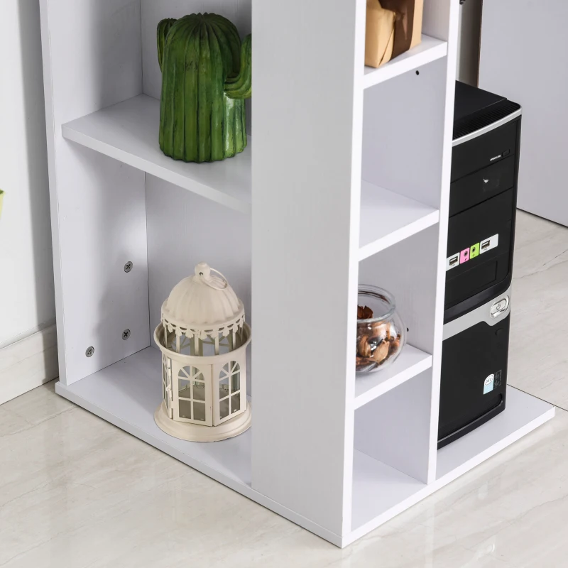 HOMCOM Bureau informatique table d'ordinateur multimédia multi-rangements avec étagère tiroir tablette clavier MDF 120 x 60 x 74 cm blanc(m-7)