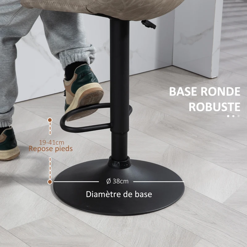 HOMCOM Lot de 2 tabourets de bar style vintage réglable pivotant avec repose-pieds revêtement synthétique