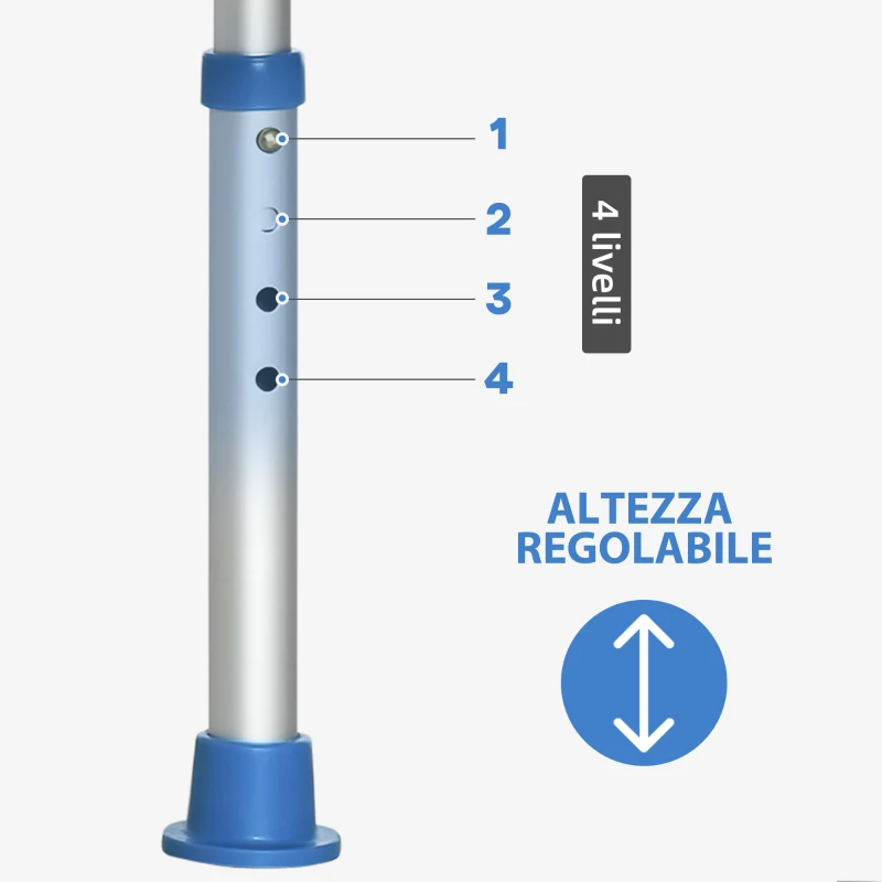 HOMCOM Sgabello per Doccia in Alluminio con Altezza Regolabile e Piedini Antiscivolo a Ventosa, Blu