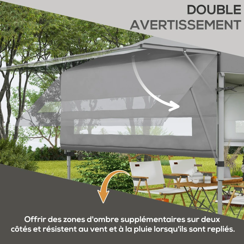 Outsunny Tonnelle pop-up jardin Pliant 5 x 3 m, tissu oxford avec 2 parois réglables, sac à de transport à roulettes inclus