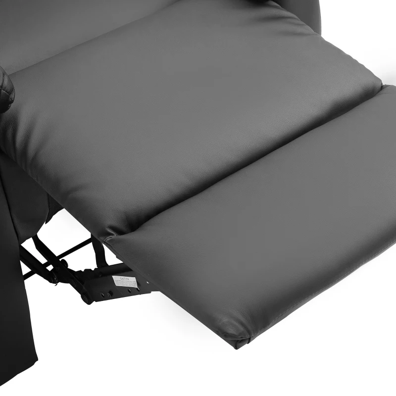 HOMCOM Sillón Relax Reclinable Tapizado en PU Butaca de Salón con Reposapiés Retráctil Respaldo Alto Resposabrazos y Asiento Acolchados Grueso 80x97x107 cm Negro