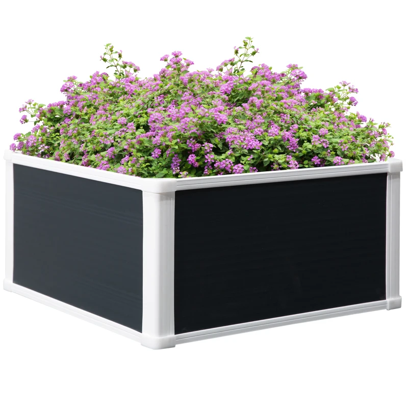 Outsunny 96L Raised Garden Bed, Weather-resistant PP Planter Box Containers for Outdoor Patio Plant Flower Vegetable, 60 x 60 x 30 cm