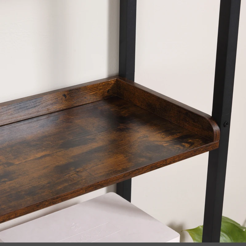 HOMCOM Mobile Libreria 4 Ripiani con Armadietto a 2 Ante, Libreria Scaffale in Stile Industriale per Casa e Ufficio, 75x30x180cm, Marrone