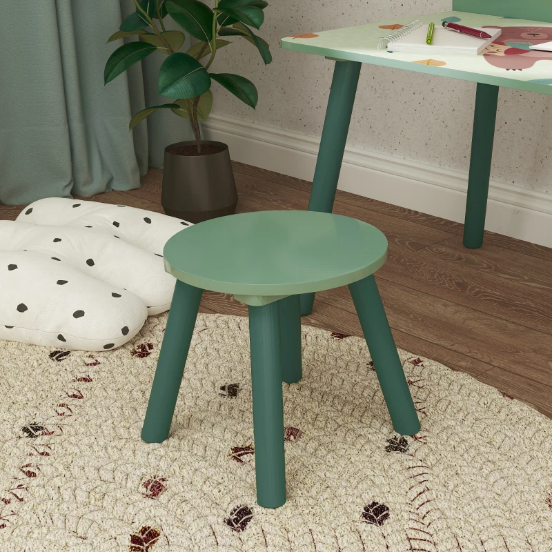AIYAPLAY Ensemble table et chaise enfant table pour enfant avec chaise avec porte-livres motifs d'ours pour enfants 3-8 ans vert