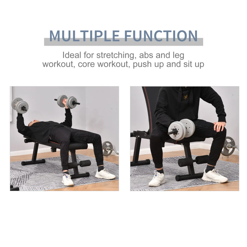 HOMCOM Multifunctional Sit Up Dumbbell Lifting Weight Bench Adjustable Foldable Exercise for Home, Office and Gym, Black