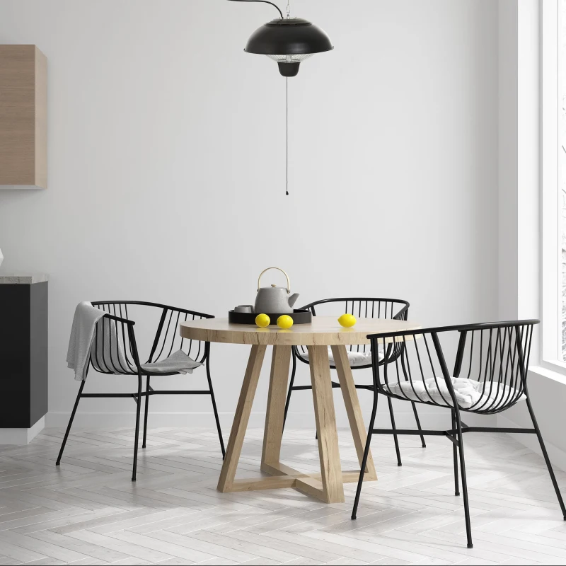 Outsunny Riscaldatore a Infrarossi con Illuminazione a LED in Alluminio e Metallo Epossidico Anticorrosivo Certificato IP34: Protezione contro gli Spruzzi d'Acqua 1500W Ø40.5 x 30.7A cm