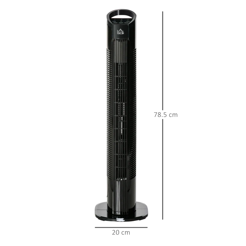 HOMCOM 31" Freestanding Tower Fan, 3 Speed 3 Mode, 7.5H Timer, Oscillating, LED Panel, Remote Control, 31 Inch Standing Fan, Black