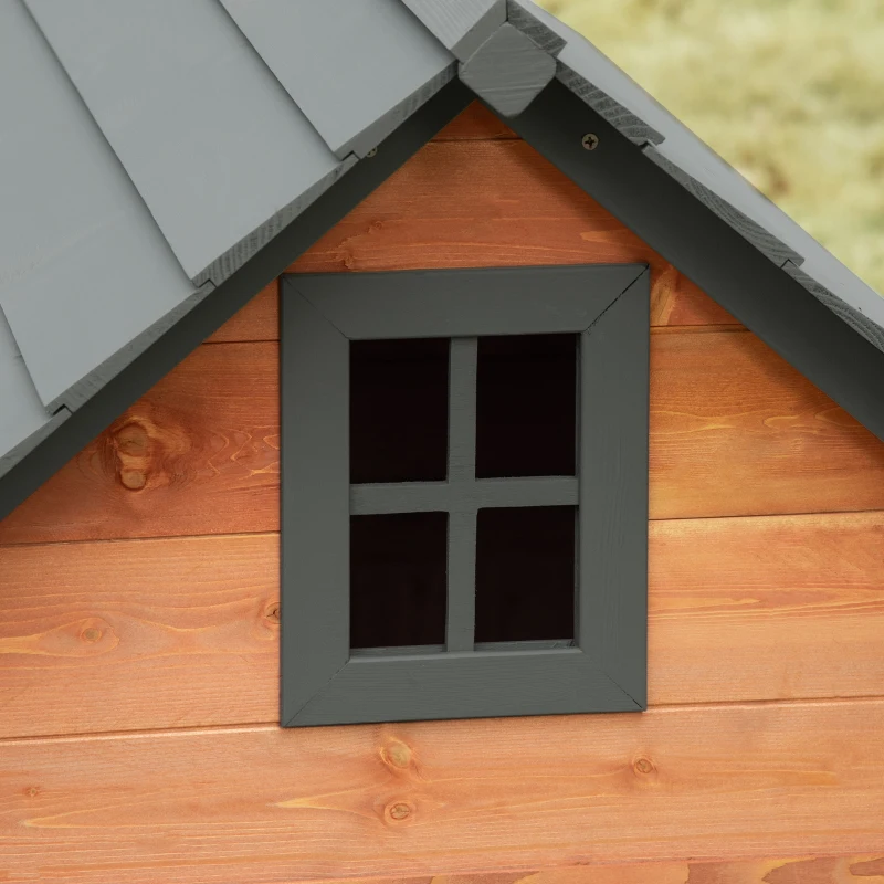 PawHut Casetta Rialzata per Cani fino a 15 kg, Cuccia per Cani Gatti da Esterno in Legno di Abete, 81.3x91.5x98.5 cm