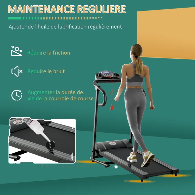 HOMCOM Tapis de course électrique pliable V. max 10Km/h puissance 550 W écran d'affichage LED et 12 programmes prédéfinis 123 x 62 x 117 cm noir
