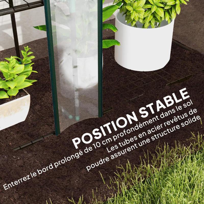 Outsunny Serre de jardin avec étagères à 3 niveaux serre de balcon 3 portes enroulables zippées 215 x 46 x 151 cm transparent