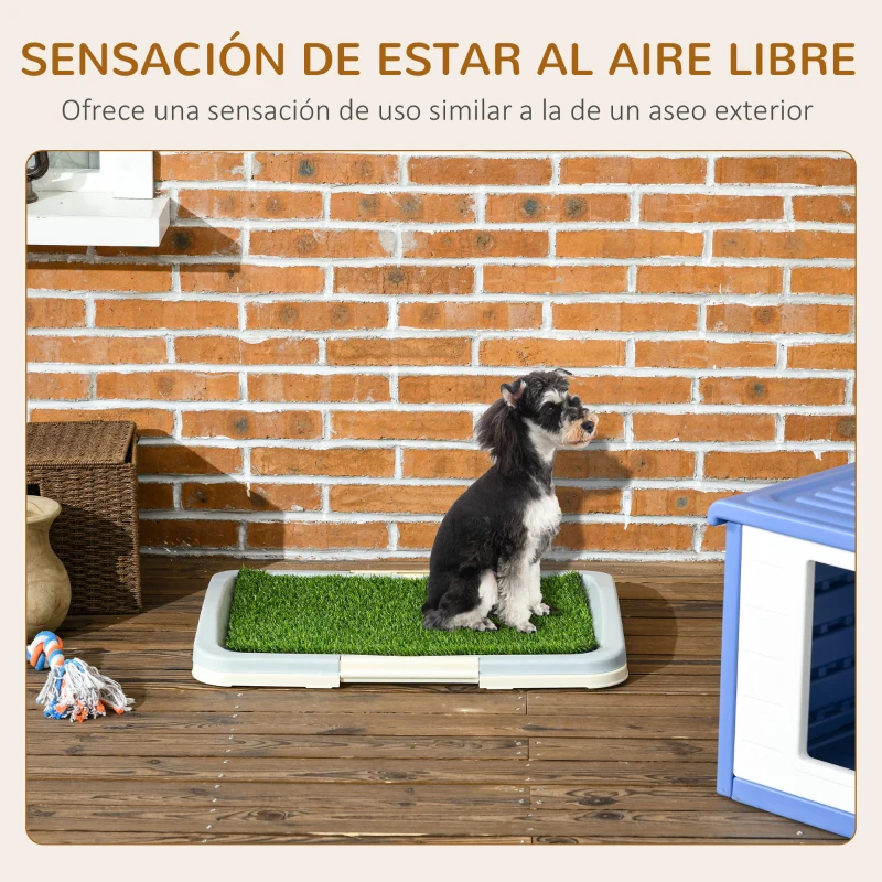 PawHut Arenero para Perros con Césped Artificial Rejilla y Bandeja para Entrenamiento de Cachorros 63x48,5x6 cm Multicolor