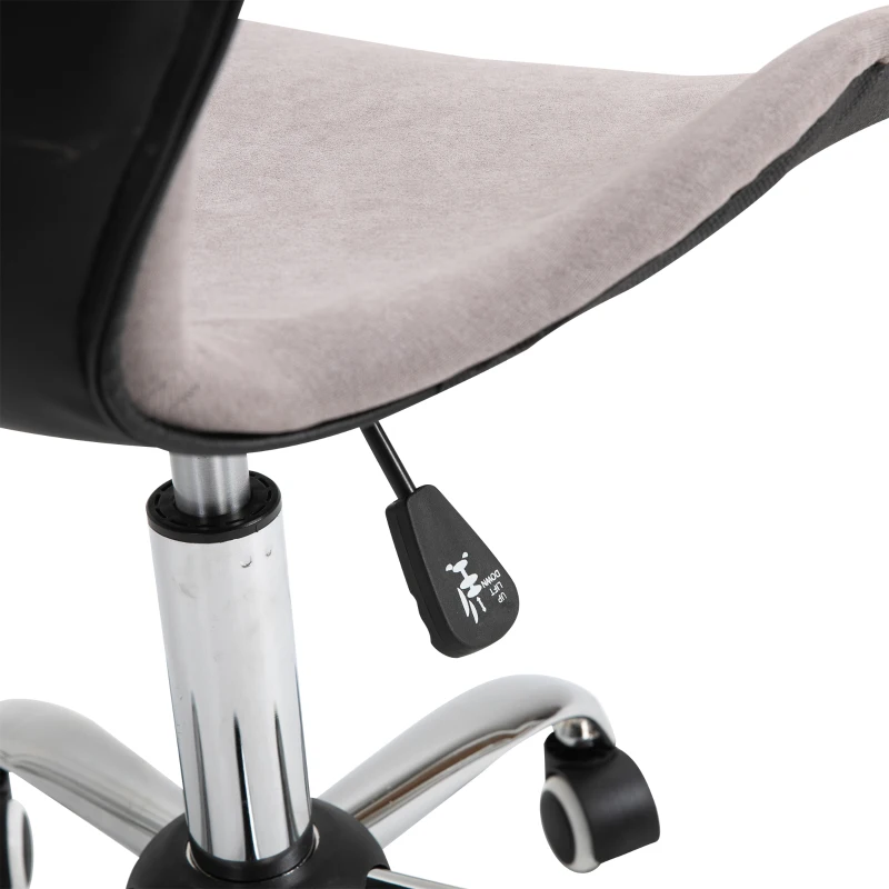 HOMCOM Tabouret à roulette chaise de bureau design contemporain hauteur réglable pivotant 360° piètement chromé velours gris