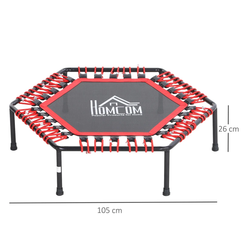 HOMCOM 40" Hexagon Fitness Trampoline Indoor Outdoor Metal Bouncer Jumper Adult Home Gym Fitness - Red