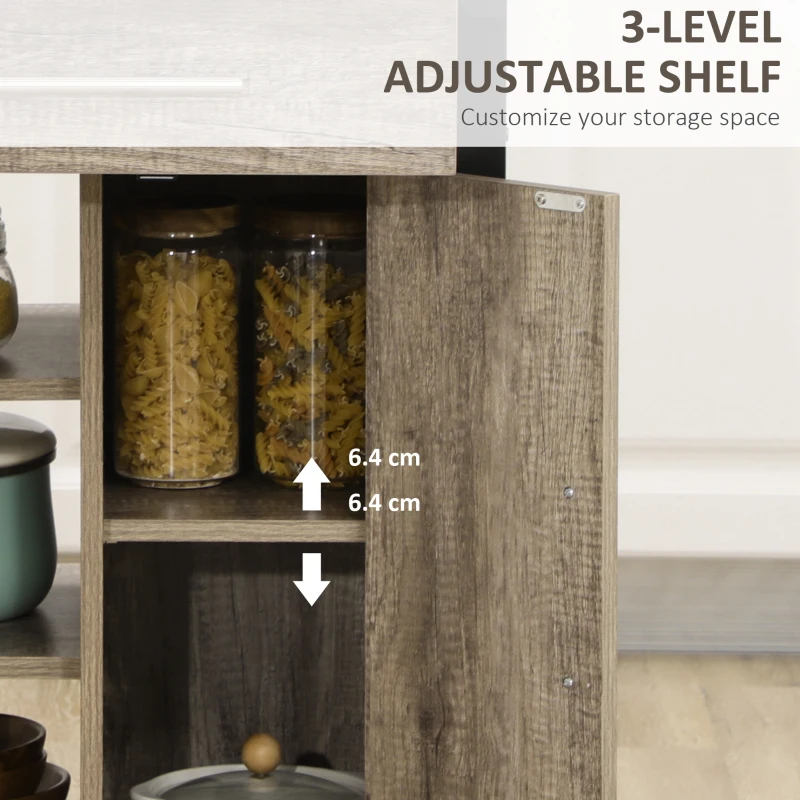 HOMCOM Kitchen Trolley Utility Cart on Wheels with Storage Shelves & Drawer for Dining Room, Oak