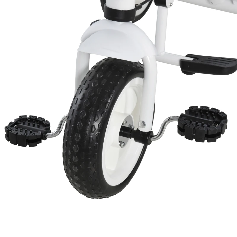 HOMCOM Tricycle Enfants Pare-Soleil Pliable Canne Amovible Benne Rangement 103 x 47 x 101 cm Acier Blanc et Noir