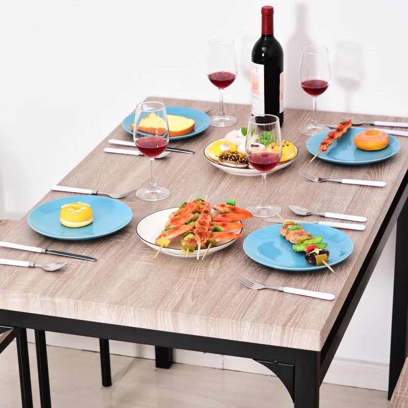 HOMCOM Table de salle à manger avec 4 chaises style industriel acier noir MDF coloris bois de chêne