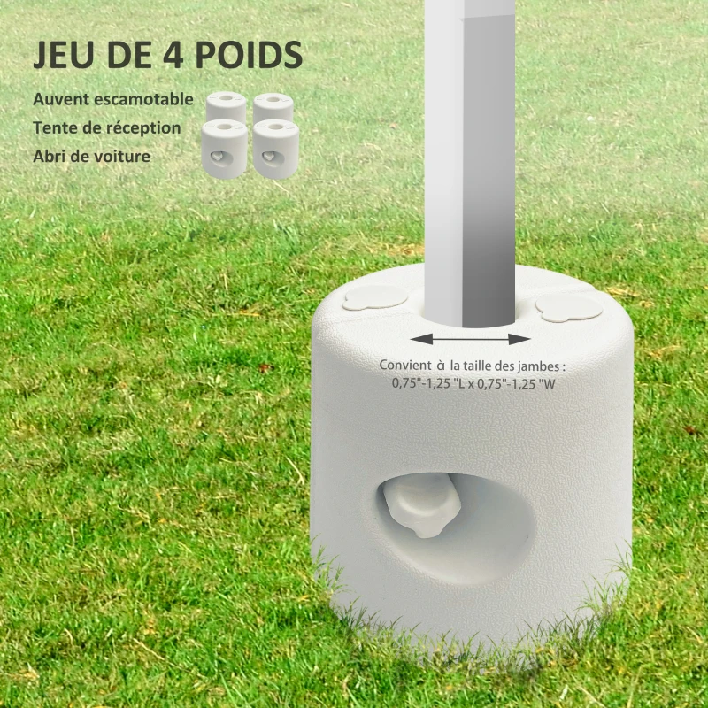 Outsunny Lot de 4 Pieds de tonnelle pop-up remplis d'eau ou de sable pieds de sol pour pavillon en HDPE avec vis de sécurité
