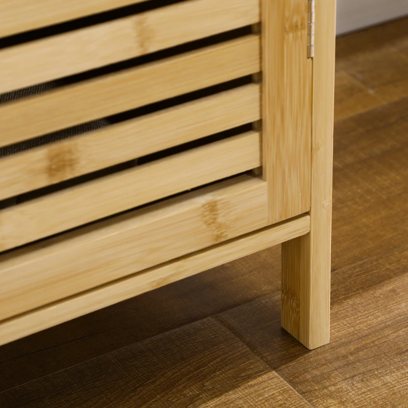 HOMCOM Meuble à chaussures armoire à chaussures style naturel - 2 placards avec 8 étagères - en bambou bois naturel