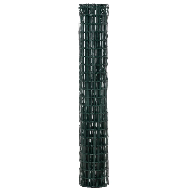 Outsunny Rete di Recinzione in Acciaio e PVC per Spazi Esterni, Rotolo da 25 m e Altezza 1.7 m, Verde