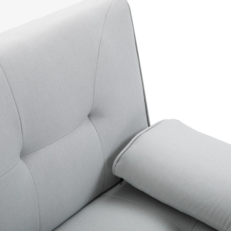 HOMCOM Canapé convertible 3 places, canapé-lit rembourré avec dossier réglable 3 niveaux, 2 coussins et 2 porte-gobelets intégrés, tissu de lin, pour salon, chambre d'amis, petit espace, gris clair