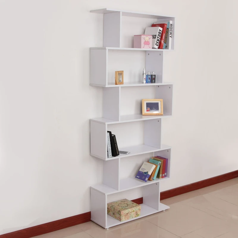 Homcom Bibliothèque Étagère Zig Zag en Bois Blanc 80 x 25 x 192 cm