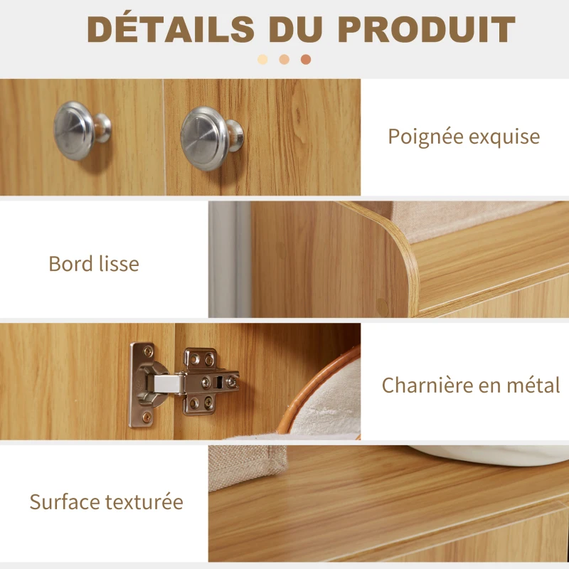 HOMCOM Meuble de rangement à chaussures pour entrée avec 4 compartiments ouverts et placard double porte - étagère réglable
