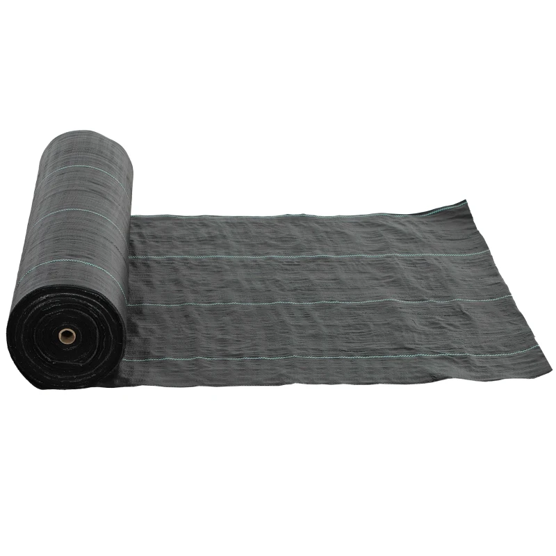 Outsunny 2m x 90m Weed Control Membrane, Heavy Duty Weed Control Barrier Fabric, 90gsm Ground Cover for Patios, Garden, Flower beds, Landscaping