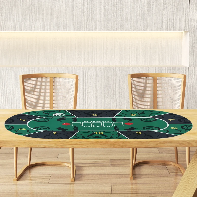 SPORTNOW Tapis de poker dessus de table de poker jusqu'à 10 joueurs sac de transport inclus 180 x 90 x 0,5 cm vert et noir