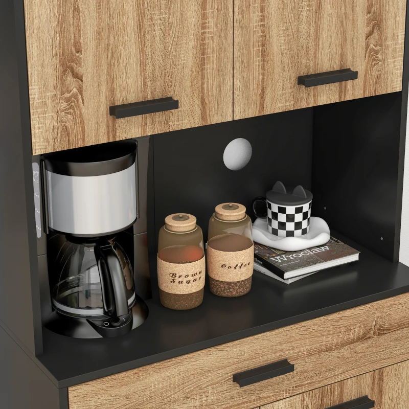 HOMCOM Armoire de cuisine Buffet meuble de rangement, 2 placards 4 portes 1 tiroir, passe-câbles 80L x 40P x 180H cm(m-10)