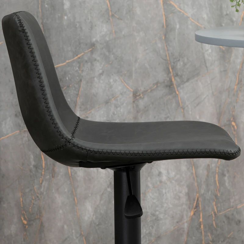 HOMCOM Lot de 2 tabourets de bar style vintage réglable pivotant avec repose-pieds revêtement synthétique - noir - hauteur réglable 90-110 cm