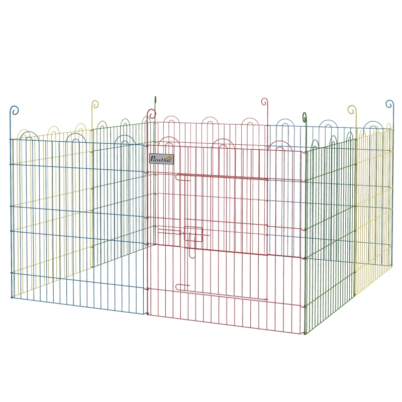 PawHut Pet Playpen Crate, with Eight Panels, Door, for Indoors and Outdoors, 60H x Φ156cm